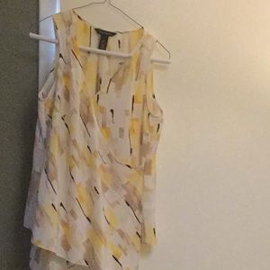 Silk  beautiful top v neck asymmetrical hem